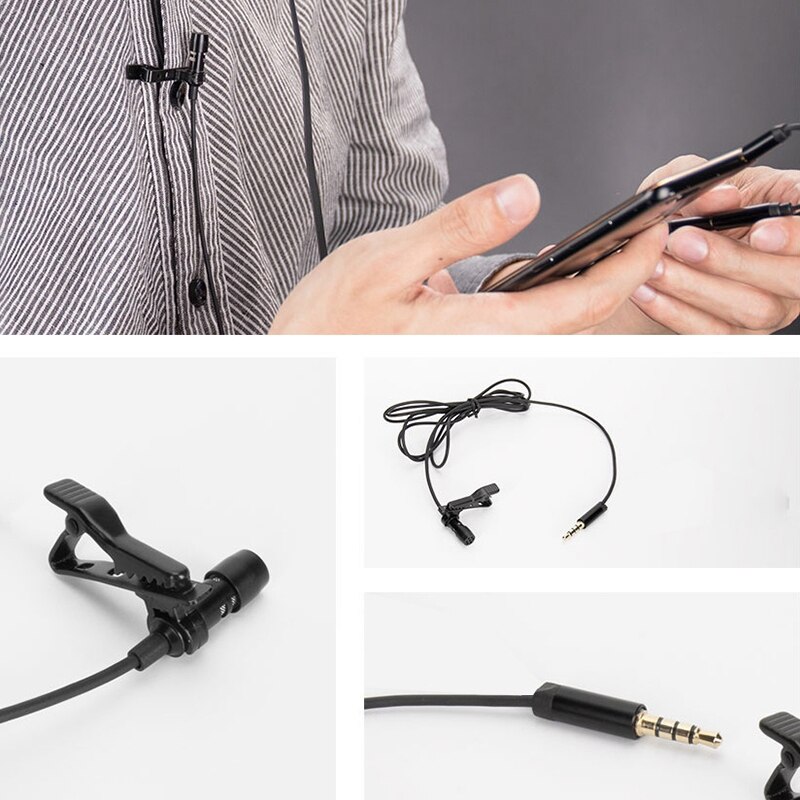 Microphone Lavalier Mic Condenser Computer Microphone Camera Mic 3.5mm Jack for DV PC Laptop