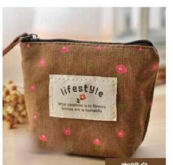 eTya Portable Flowers Travel Cosmetic Bag Pencil Makeup Case Pouch Women Toiletry Wash Organizer Bag Female Samll Coin Bags: brown / 10.5X8cm