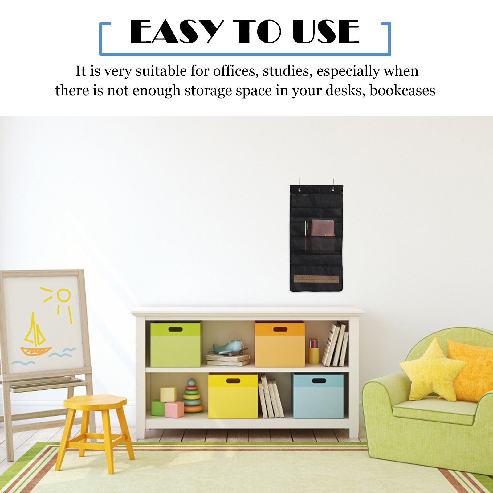 File Organizer Lightweight Multi Pockets Fabric File Organizer Hanging File Organizer for School Office