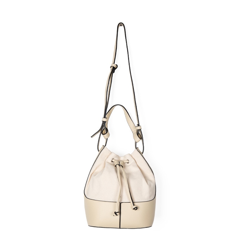 Ins Eenvoudige Kleuraanpassing Emmer Zak Netto Rood Lint Canvas Tas Schouder Messenger Handtas: white