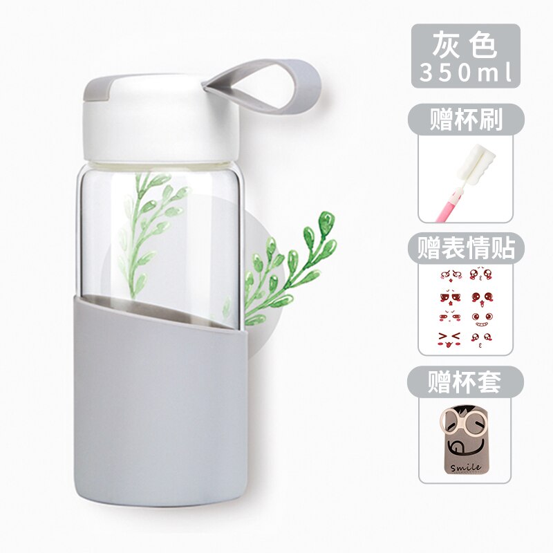 Summer Transparent Fitness Glass Cute Water Bottle Outdoor Cute Baby Eco Friendly Gym Portable Para Agua Drinkware BY50SP: style13