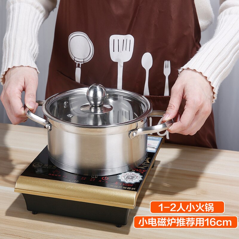 1600ml små gryder 1 person 1 komfur husholdnings mini-suppe gryde induktion gryde hotpot køkken gryde rustfri stål gryde