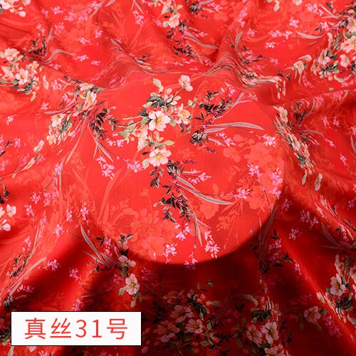 Chinese Zijde Stof Door De Meter Pure Zijde Katoen Hoogwaardige Voor Jurk Bloemen Rok Cheongsam Flower Gedrukt Zachte brocade Naaien: Silk 31