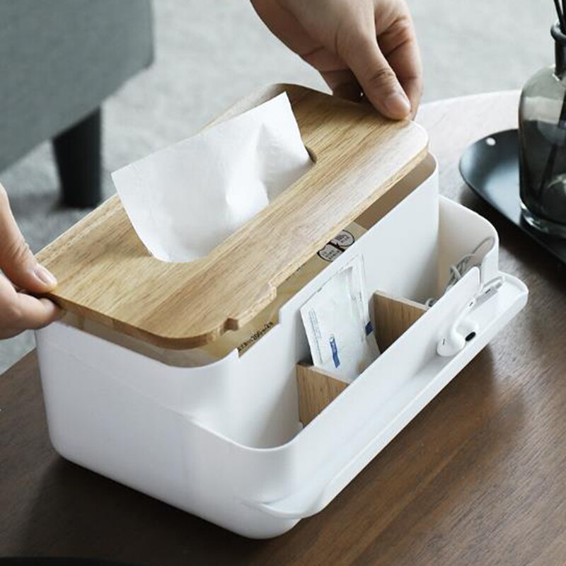 Scandinavische houten tissuedoos, huishoudelijke woonkamer, pompdoos, tissuepapier, restaurant servetten, opbergdoos, tissuedozen
