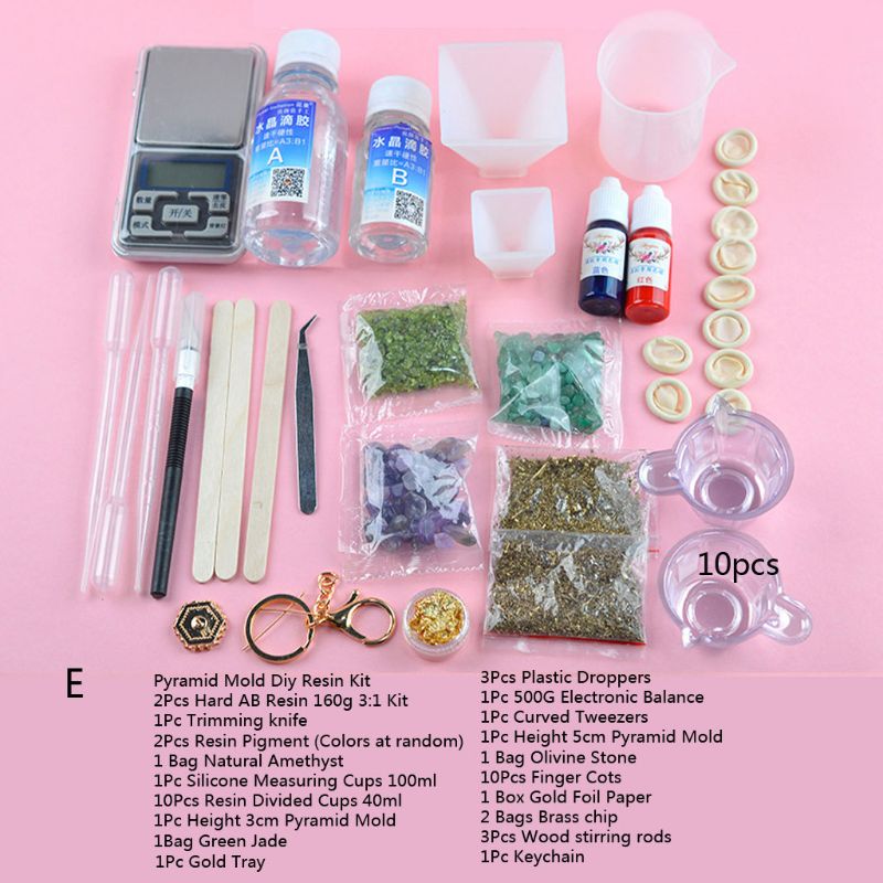 Pirâmide pulseira contas anel pingente cinzeiro resina arte molde kit resina cola epoxy molde de fundição diy artesanal jóias fazendo ferramentas quentes: E