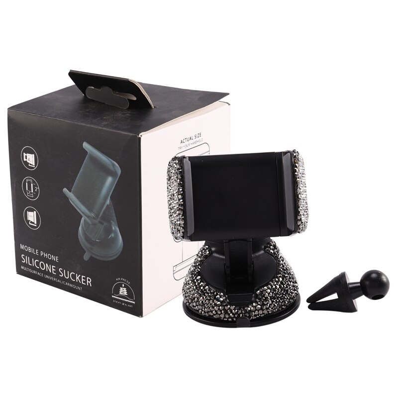 Rhinestone Universal Super Cute 360 Car Windshield Dashboard Mount Suction Adjustable Phone Holder for Easy View GPS Sn, for