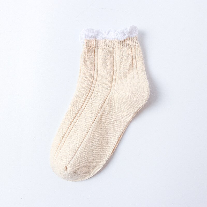 Calcetines finos de primavera para niñas, medias de tubo de algodón con encaje, Luo Kou: e / 8-12 years old