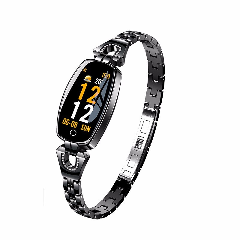 H8 Vrouwen Smart Band Hartslag Smart Armbanden Bloeddrukmeting Stappenteller Polsband Fitness Tracker Gezondheid Armband: Black