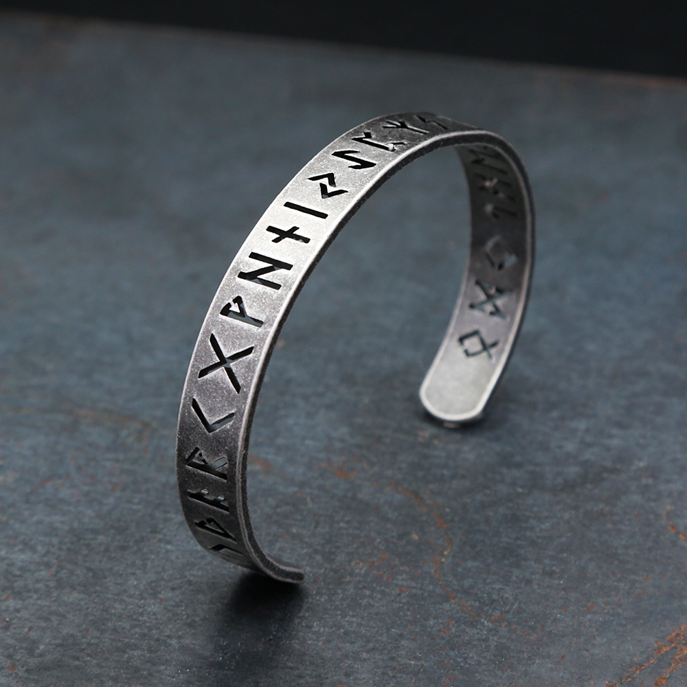 Bracelets runes vikings creux vintage nordiques pour hommes et femmes, acier inoxydable, lettre Vibasine, bracelets de manchette amulette, bijoux fantaisie