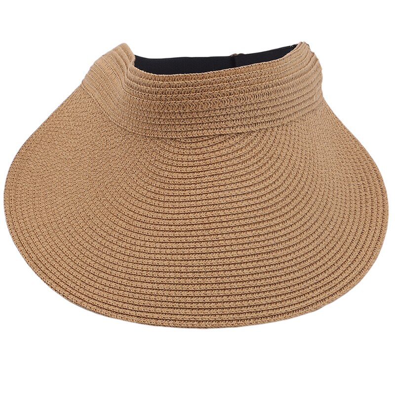 Gaoke merke våren sommer visir caps sammenleggbar avlet stor brem solhatt strandhatter til kvinner stråhatt chapeau: kaki