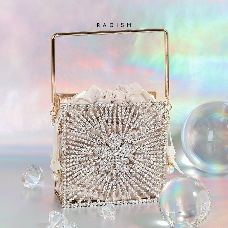 Estrella Chic diamante bolso de noche de bolsa de embrague para las mujeres de lujo hueco mujer bolsa monederos y bolsos de diamantes de imitación bolsa