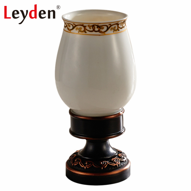 Leyden antiguo latón/orbe tallado flor patrón cepillo de dientes titular con una sola cerámica cobre taza vaso accesorios de baño