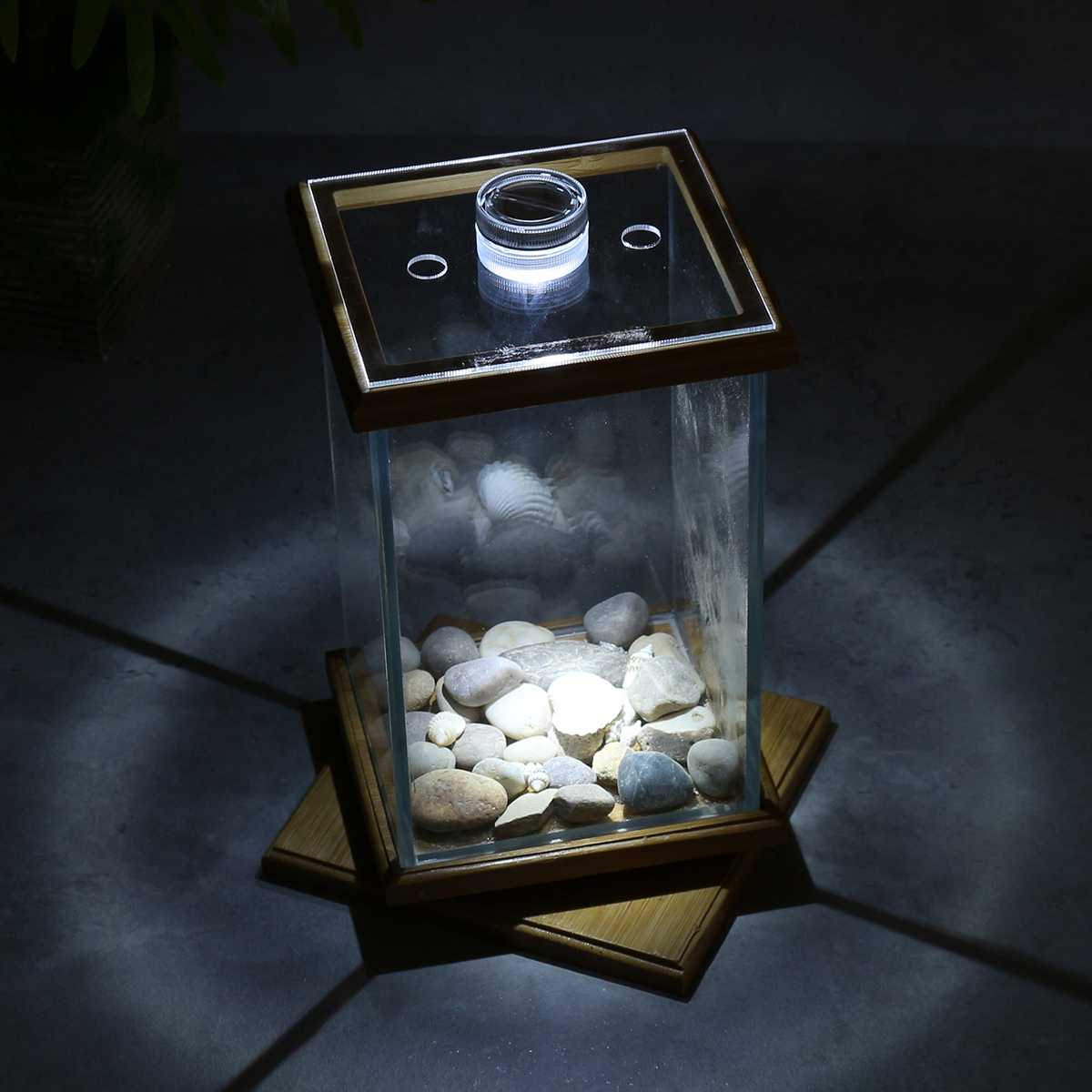 Pecera giratoria cuadrada con luz, Mini acuario, bloque de construcción, pecera, hogar, oficina, mesa, decoración, caja de alimentación