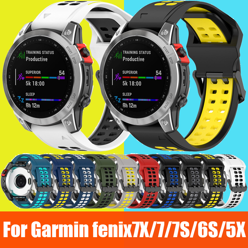 Voor Garmin Fenix 7/6S/5X horlogebanden Fenix6 Pro GPS Fenix5 plus 20/22/26mm quick-release tweekleurige bandjes en Fenix 7 bandjes
