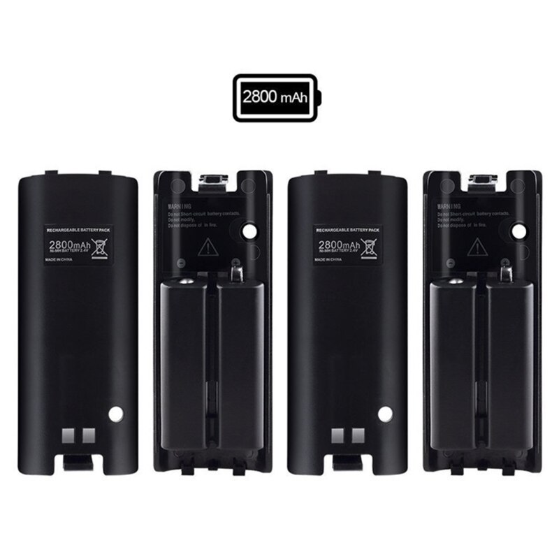 4 in 1 LED Remote Control Charging Dock Station + Rechargeable 4 x 2800mAh Battery USB Cable for WII / WII u