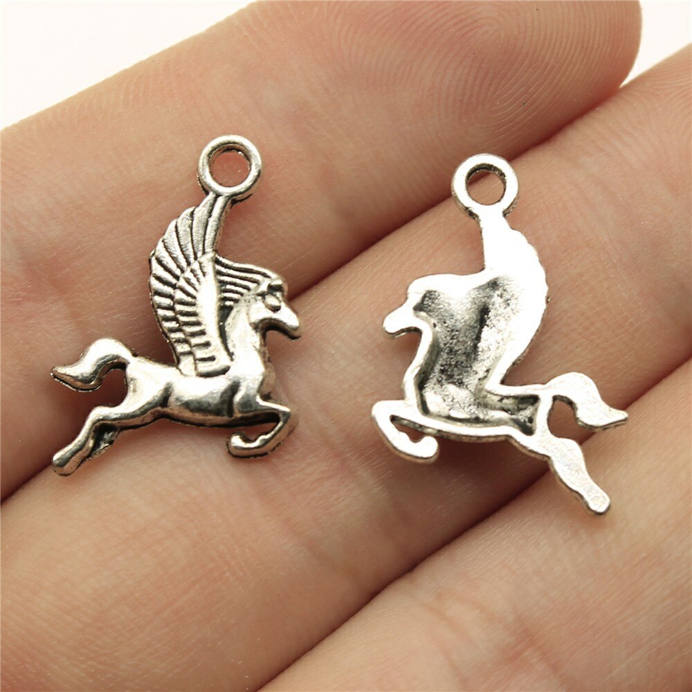 WYSIWYG 20 pièces breloques pégase cheval volant 20x15mm Antique faisant pendentif Vintage tibétain Bronze argent couleur bijoux faits à la main: Argent antique plaqué