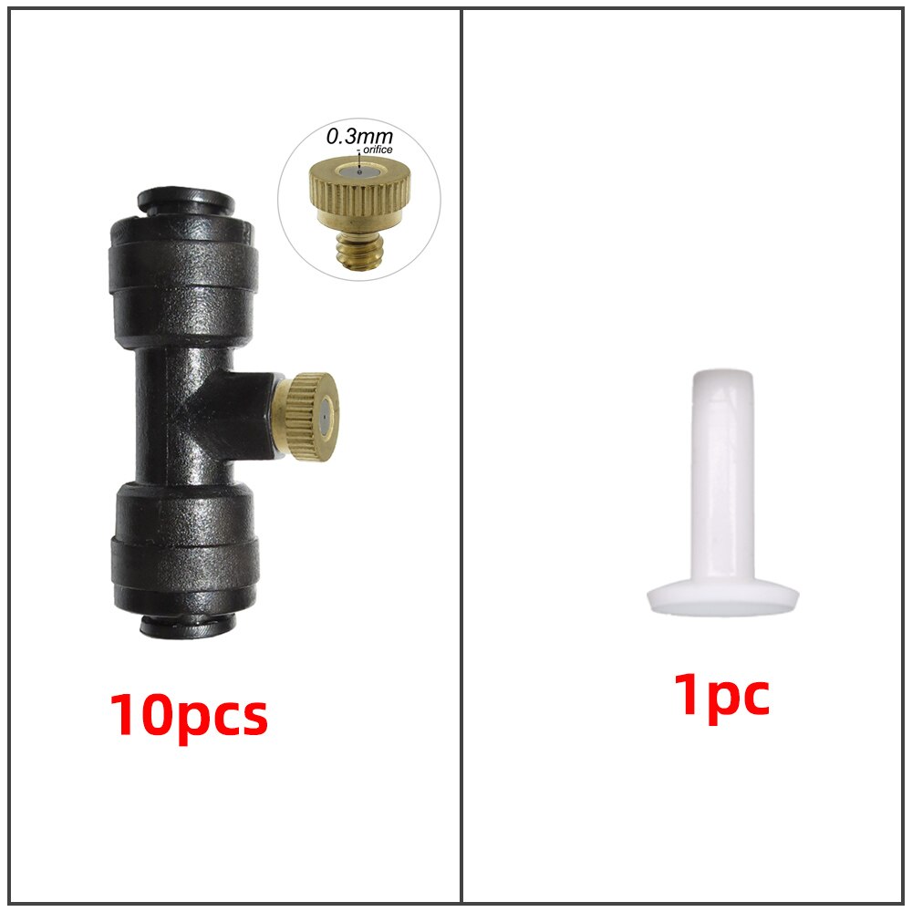 Brass Atomizing Nozzles 1/4 Inch Sliding Lock Tee Connector Garden Spray Nozzle Kit For Outdoor Patio Atomization Cooling System: B