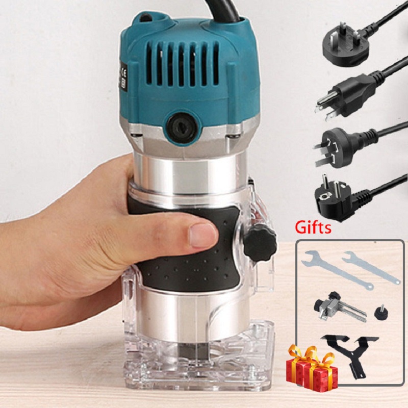 800W Woodworking Electric Trimmer Wood Router Milling Slotting Trimming Woodworking Tool Set for Wood Carving Machine
