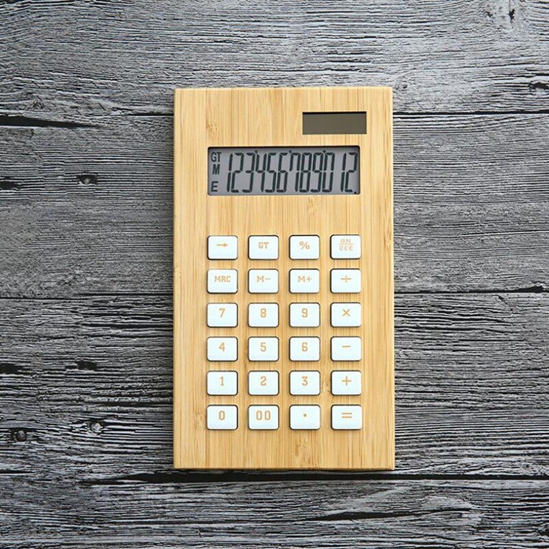 Bambus-bürorechner mit 12- stelliger lcd-anzeige, speziell für schulen und gewerbe, batterie- und solarbetrieben