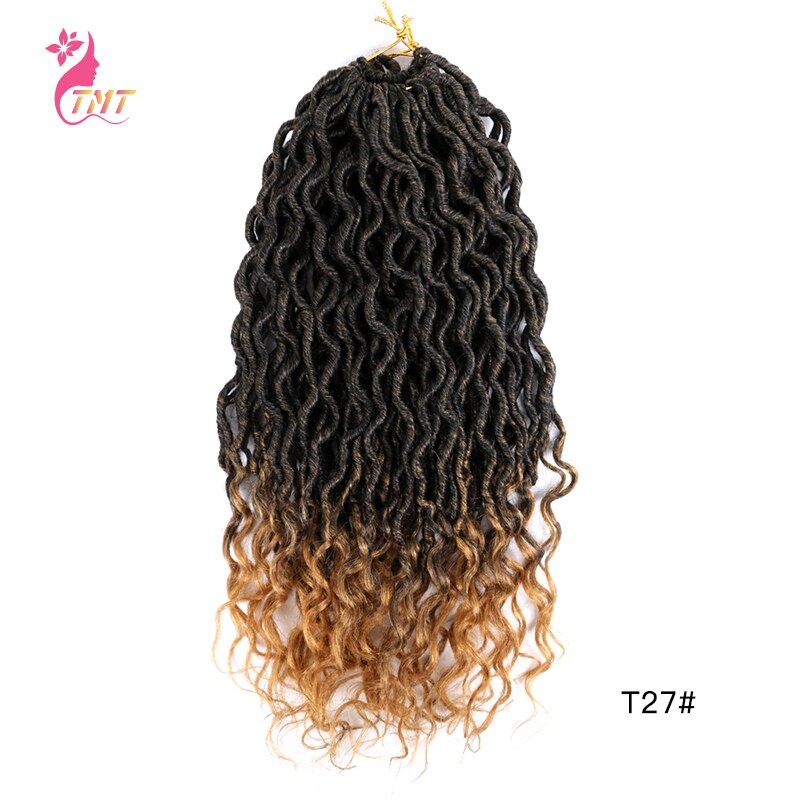 18" Faux Locs Curly Ends Crochet Hair Synthetic River Goddess Locs passion Twist Braiding Hair Extensions Faux Locs Curly Braids: T1B-27