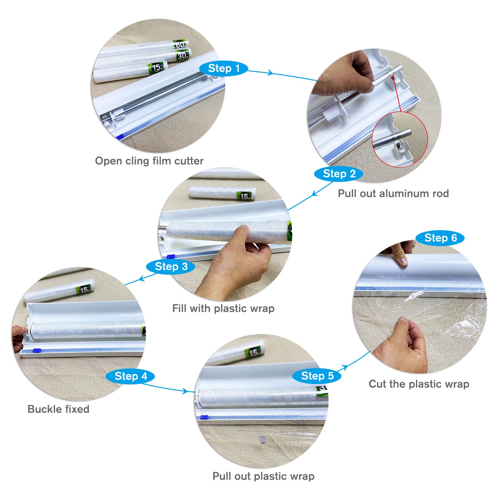 Cling Film Cutter Food Wrap Cutter Plastic Wrap Dispenser with Slide Cutter Foil/Film Dispenser with Cutter Maximum Roll