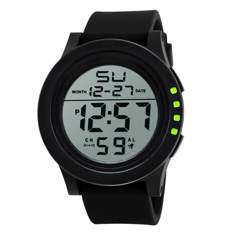 Men's Brand Waterproof LED Digital Electronic Watch Round Quartz Men's Watch Outdoor Sports Men's Electronic Watch#p30: Green