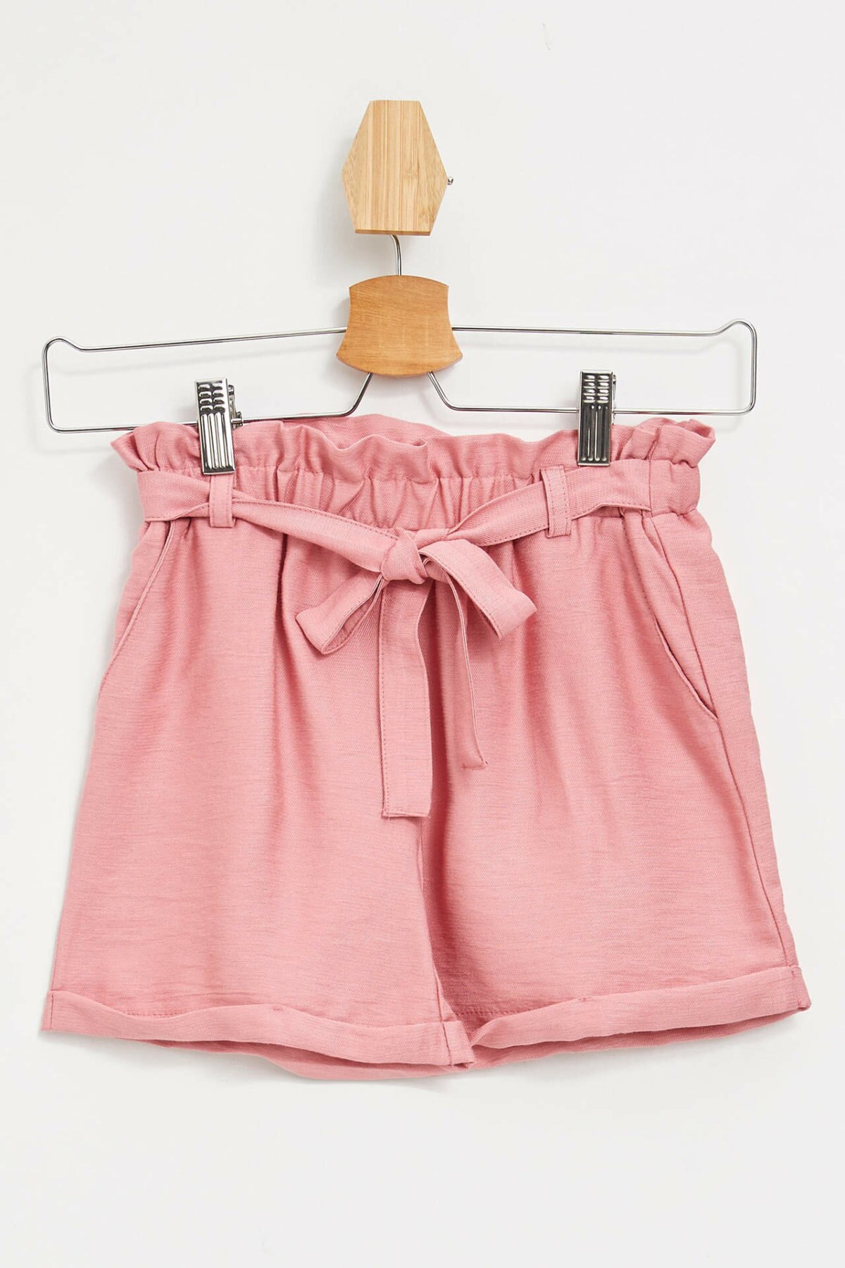 DeFacto Mädchen Sommer Lose Kurze Hosen Mädchen Rosa Rot Farbe Spitze-up Shorts Kinder Casual Nette Kurze Bottoms-L5102A619SM: Rosa / 10 11 Age