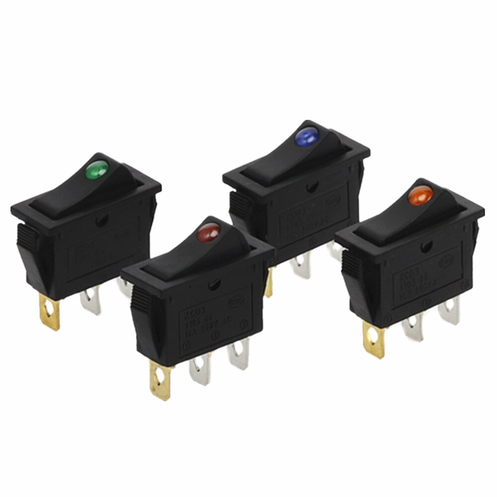 4Pcs KCD3 Rocker Switch ON-OFF 2 Position 3 Pin Electrical equipment With Dot Light Power Switch 16A 250VAC/ 20A 125VAC