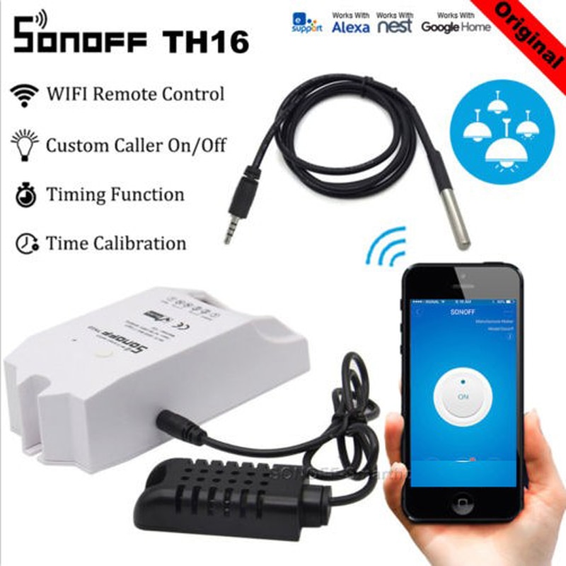 Sonoff TH16 Smart Wifi Schakelaar Monitoring Temperatuur Vochtigheid Smart Switch Domotica Kit Werkt voor Alexa Google Thuis