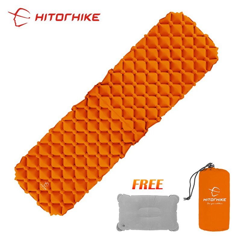 Hitorhike innovative sleeping pad fast filling air bag super light inflatable mattress with pillow life rescue 550g cushion: Orange