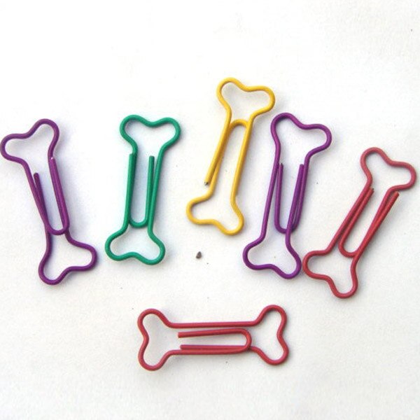 100 stuks metalen paperclips in de vorm van botten, in meerdere kleuren