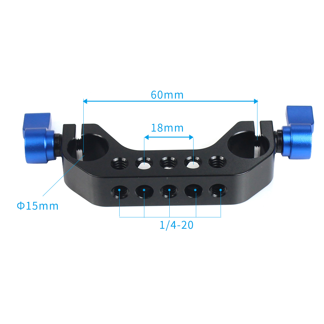 15mm Rail Dual Rod Clamp Mount 1/4 "-20 Draad Knop Schroef voor DSLR Camera Rig Kooi Grondplaat Lens Ondersteuning Fotografie Systeem Kit: WIT