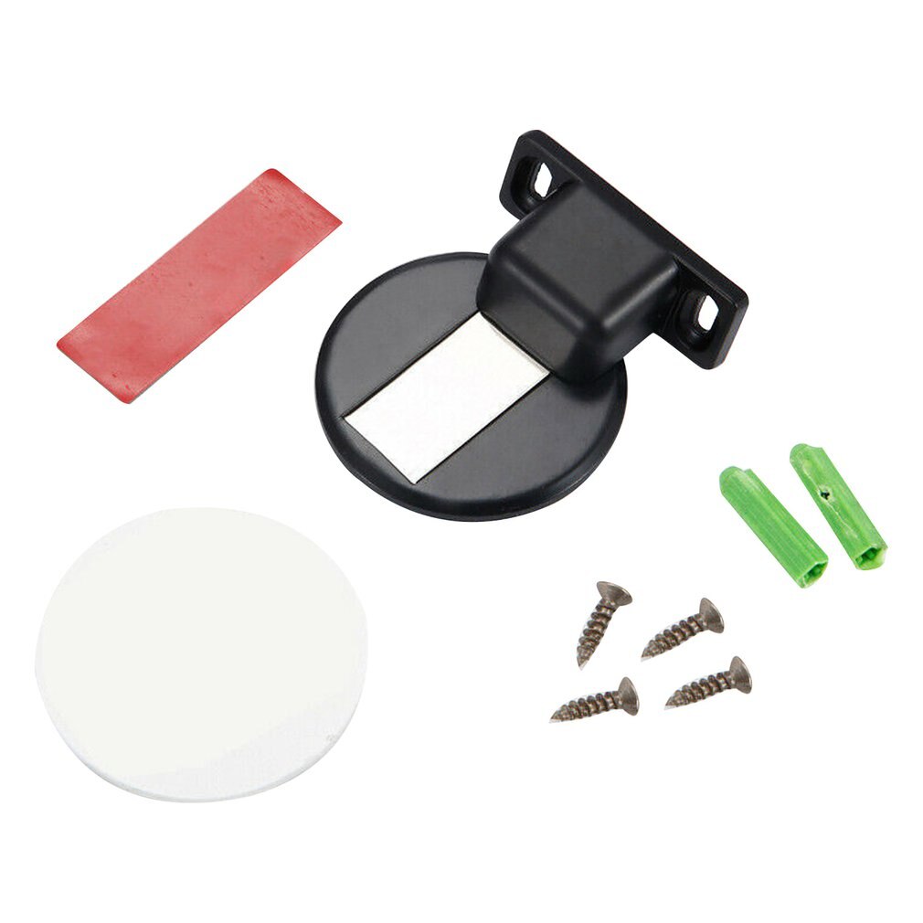 Magnetic Door Holder Stopper Invisible Doorstop Wall Floor Mount Safety Catch Zinc Alloy Gate Resistor Doorstop Door Holder: Black