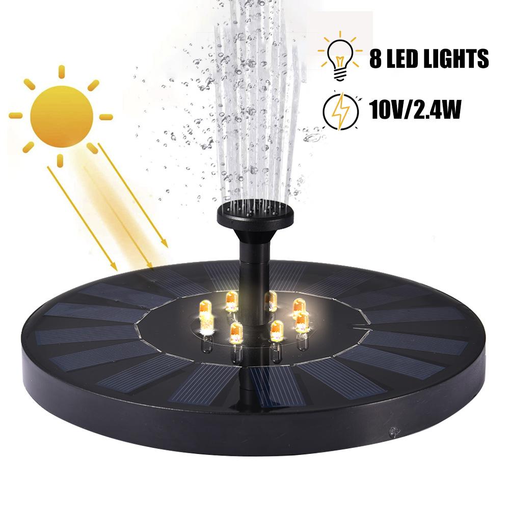 Solar Fountain Pump With Led Light Pool Pond Floating Water Fountain Garden Bird Bath Landscape Decor Fountain 10v: war light