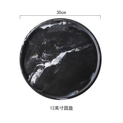 Black Chinese Ink Painting Ceramic Storage Tray Jewelry Display Porcelain Plate Dessert Snack Cake Plate Restaurant Serving Tray