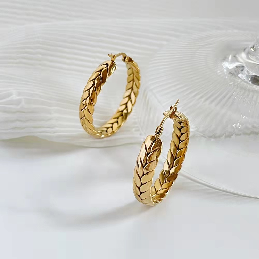 Pendientes de aro geométricos de acero inoxidable para mujer, aretes circulares de Metal, joyería de