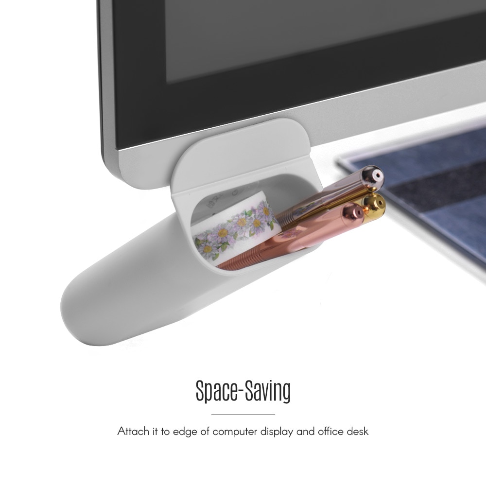 DIY Pen Holder Pencil Case Adhesive Office Staionary Organizers and Accessories Pen Container for Desk Computer Monitor