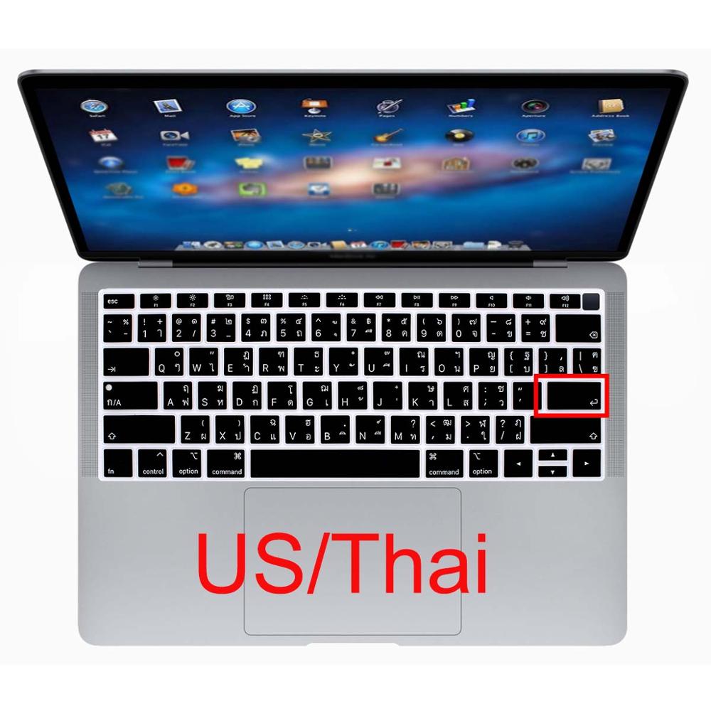 Redlai, funda de silicona para teclado resistente al agua para Macbook Air , 13, A1932, ID táctil, US, entrar en español, francés, tailandés, taiwanés: Thai