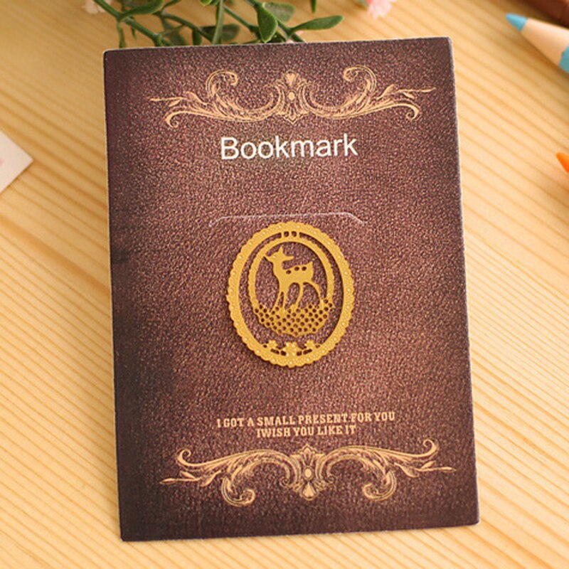 1 X Gold color cute cartoon animals lace bookmark metal bookmarks for book stationery school supplies papelaria: Fawn