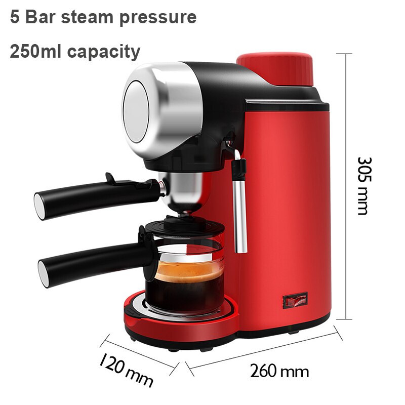Electric High Pressure Steam Espresso Maker Semi-automatic Italian Coffee Machine 5bar Cappuccino Milk Frother Bubble Foam