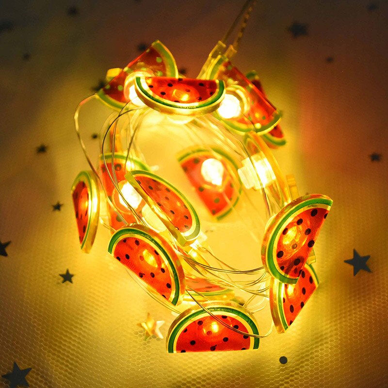20LED 2M Flamingo String Lights Pineapple Pizza Unicorn Shape Lights Hawaii Wedding Birthday Party Baby Shower Bedroom Decor