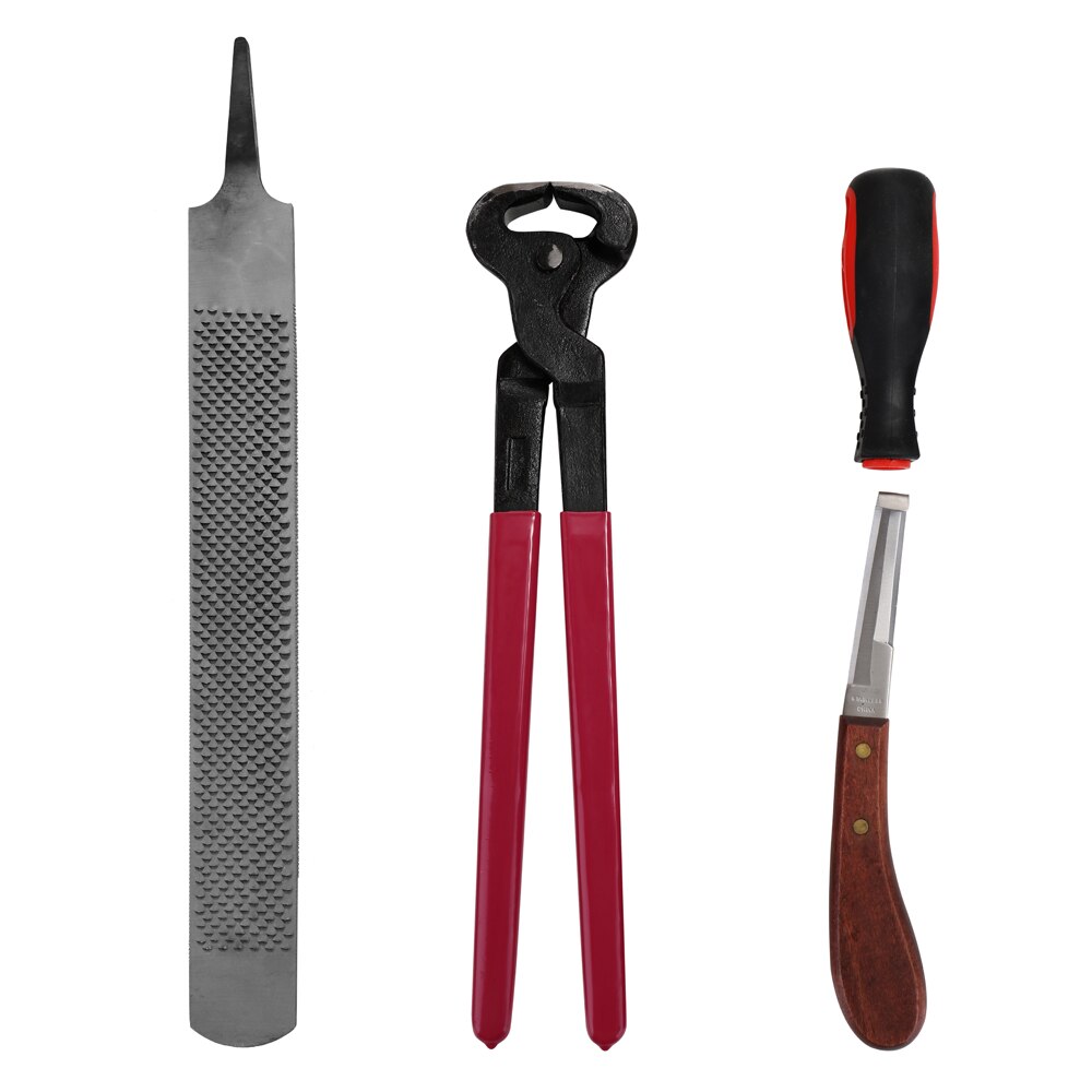 4 STUKS Paard Farrier Hoof Nipper Trim Shoeing Bestand Rasp Handvat Hoef Cutter Tool Horse Care Accessoire Cutter Handvat Mes gereedschap