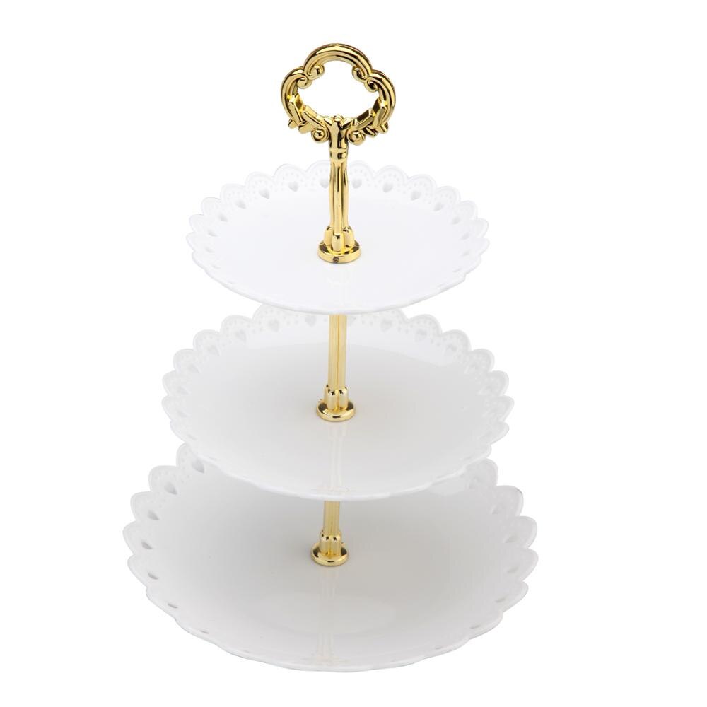 3 Tier Plastic Cake Stand Afternoon Tea Wedding Plates Party Tableware Cake Tray Display Rack Cake Decorating Tools: White