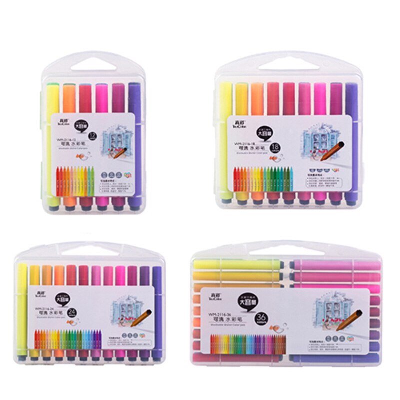 Truecolor driehoek bar, grote capaciteit aquarel pen, kinderen schilderen pen, 48 kleur wasbare schilderen bru