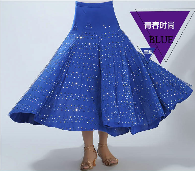 Ballroom Dance Skirt Modern Standard Waltz Competition Dance Dress Belly Dance Latin Tango Skirts 5 Colors: Royal Blue