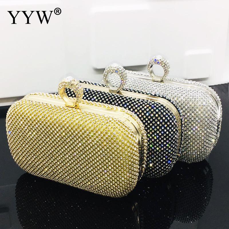 Strass handväskor väskor för kvinnor kväll handväska fest glittrig clutch handväska axel korsväska skal öppen ficka