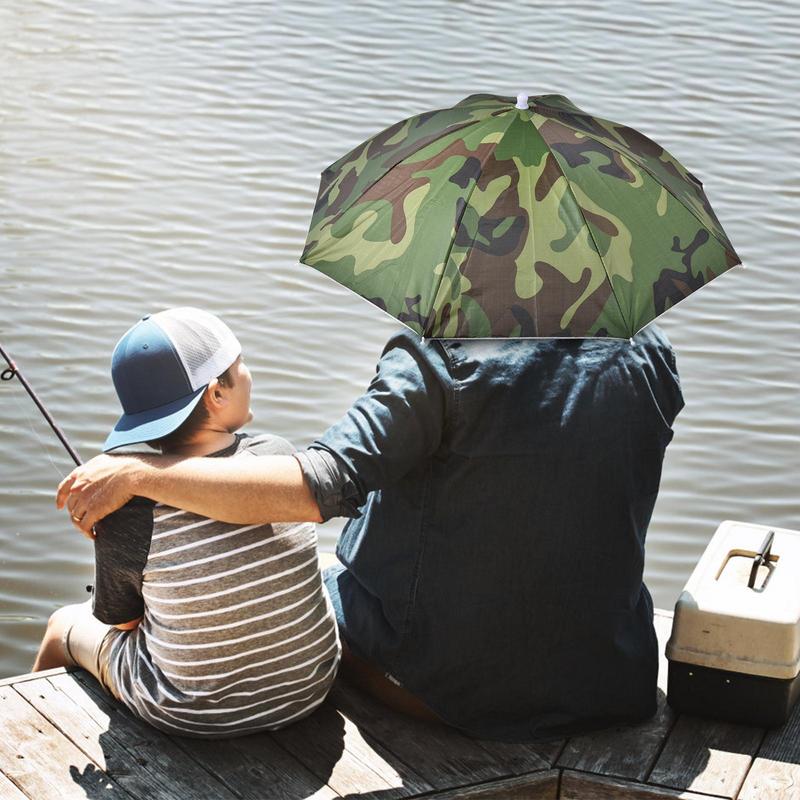 Vismuts Sport Paraplu Hoed Wandelen Strand Kamperen Hoofddeksels Cap Zonnescherm Anti-UV Camouflage Opvouwbare Zonnebrandcrème Schaduw Paraplu