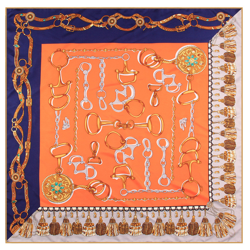 Bufanda de sarga de seda enrollada a mano Manual para mujer, pañuelos cuadrados con estampado de caballo, envolturas, Foulards rizados, Bandana Hijabs para mujer: Púrpura claro