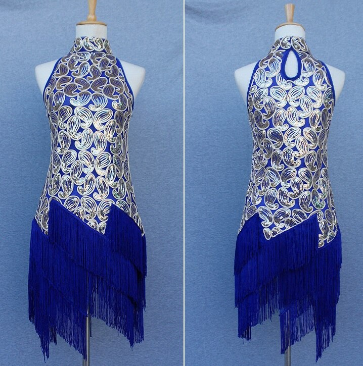 ballroom latin dance dress women black competition gold sequin Fringe Dancing Dresses Costume Tango Samba Skirts cha cha salsa: BU