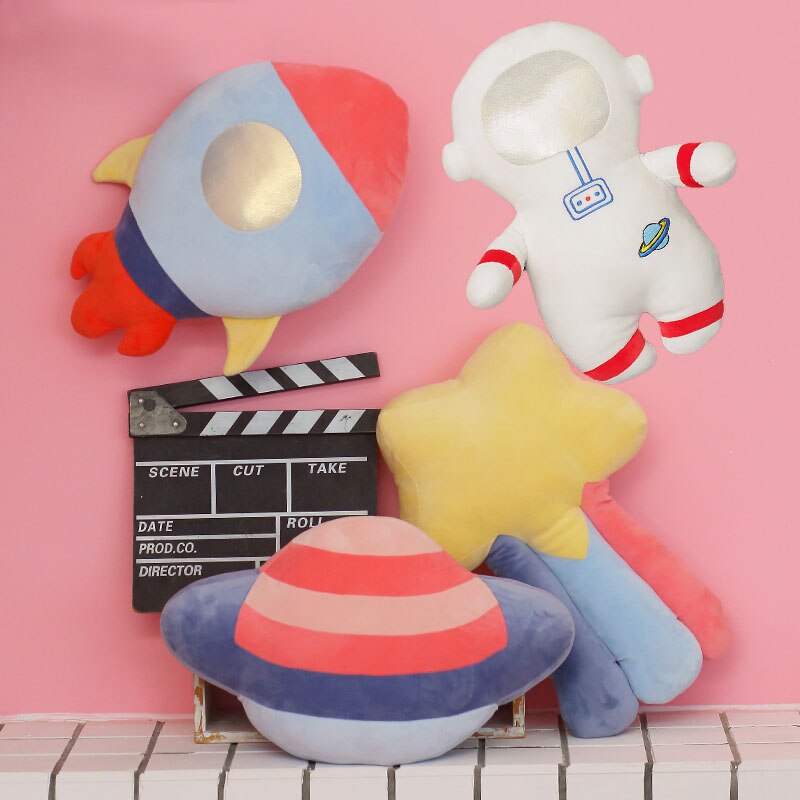 Almohada mullida de cohete, nave espacial, Planeta, astronauta, juguetes de peluche, de cumpleaños y Navidad, accesorios infantiles